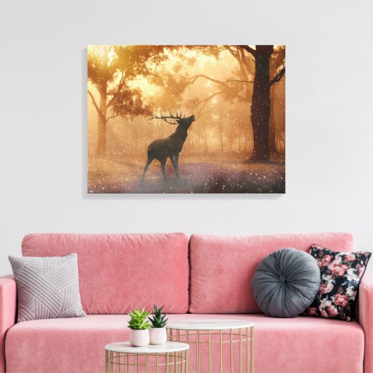 Stag in Bos Canvas Afdruk (Insitu (Woonkamer))