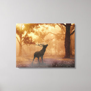 Stag in Bos Canvas Afdruk
