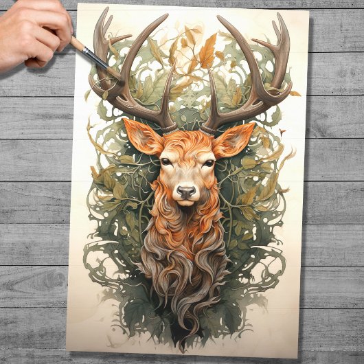 Stag in foliage 4 Decoupage papier