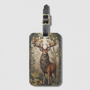 Stag in het bos William Morris geïnspireerd Bagagelabel