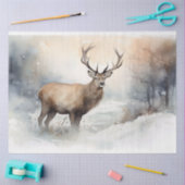 Stag in Sneeuw 3 Decoupage Papier (Craft)