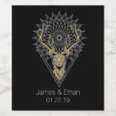 Stag Mandala Wedding Wijn Etiket (Enkel label)