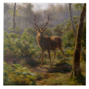Stag (Mannelijke Herten) in de Bossen (door Rosa B Tegeltje