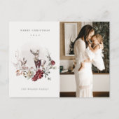 Stag Marsala Foliage WreatPhoto Merry Kerstmis Feestdagenkaart (Voorkant)