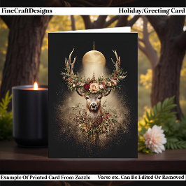 Stag of the Longest Night, Yule & Winter Solstice Feestdagen Kaart