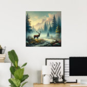 Stag olieverfschilderij Poster (Thuiskantoor)