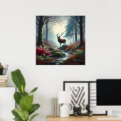 Stag olieverfschilderij Poster (Thuiskantoor)