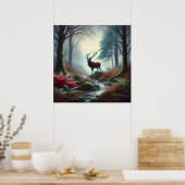 Stag olieverfschilderij Poster (Keuken)