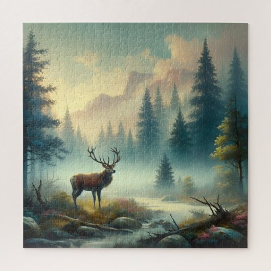 Stag olieverfschilderij Puzzel (Verticaal)