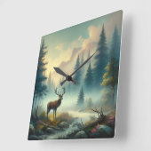 Stag olieverfschilderij wandklok (Hoek)