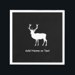 Stag Party - Elegante Tekening van een Stag Servetten<br><div class="desc">Opvallend eenvoudige zwart-wit tekening van een hert. Perfect voor vrijgezellenfeesten / vrijgezellenfeesten. Gemakkelijk te personaliseren. De achtergrondkleur kan onder de aanpassingsopties worden veranderd.</div>