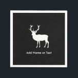 Stag Party - Elegante Tekening van een Stag Servetten<br><div class="desc">Opvallend eenvoudige zwart-wit tekening van een hert. Perfect voor vrijgezellenfeesten / vrijgezellenfeesten. Gemakkelijk te personaliseren. De achtergrondkleur kan onder de aanpassingsopties worden veranderd.</div>