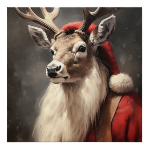 STAG Quirky  Portret Kerstdier Perfect Poster