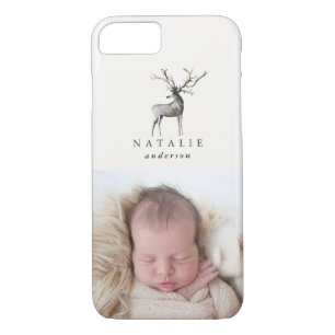 Stag render gepersonaliseerde fotowinter iPhone 8/7 hoesje