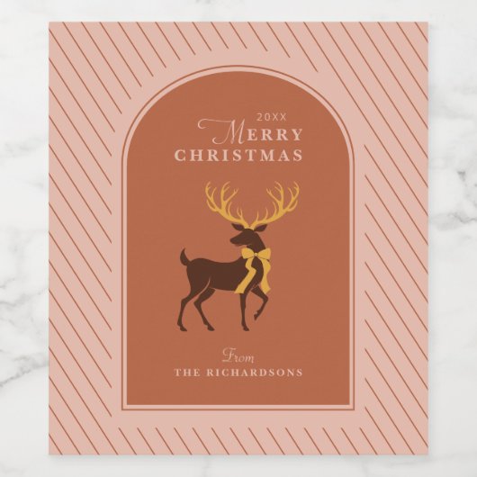 Stag Rendier Gepersonaliseerde Kerst Wijn Etiket (Enkel label)