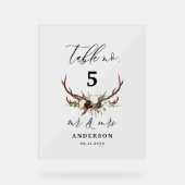 Stag rustic barn bruiloft de heer & mrs tabelnumme acryl bord (Voorkant)