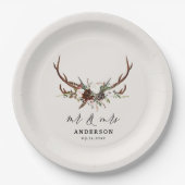 Stag rustic botanical bruiloft Mr. Papieren Bordje (Voorkant)