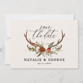Stag rustige botanische bruiloft terracotta elegan save the date (Voorkant)