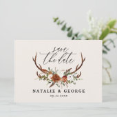 Stag rustige botanische bruiloft terracotta elegan save the date (Staand voorkant)