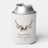 Stag rustige botanische herfst verjaardagsfeestje blikjeskoeler (Blikje Voorkant)