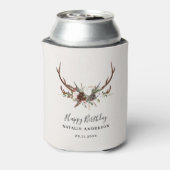 Stag rustige botanische herfst verjaardagsfeestje blikjeskoeler (Blikje Achterkant)