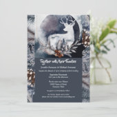 Stag silhouet avond bos bosgrond herfst kaart (Staand voorkant)