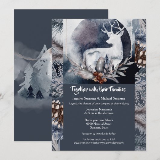 Stag silhouet avond bos bosgrond herfst kaart (Voorkant / Achterkant)