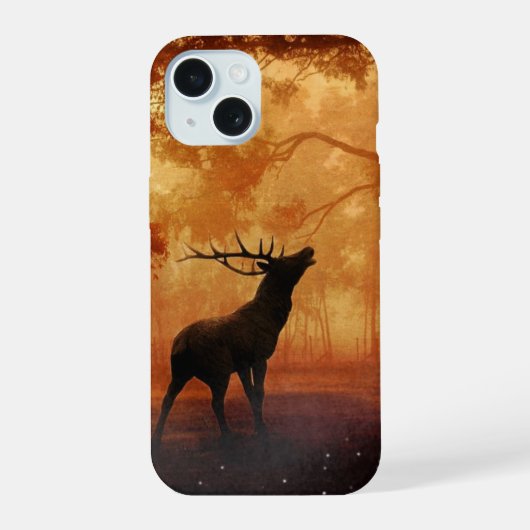 Stag Silhouette bij Sunset iPhone 15 Case (Achterkant)