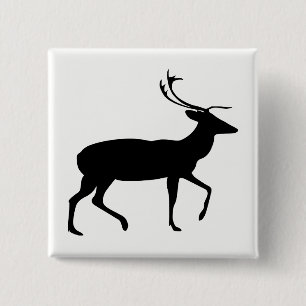 Stag Silhouette Vierkante Button 5,1 Cm