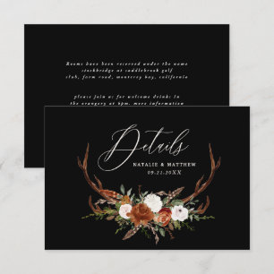 Stag terracotta Black florale elegant bruiloft Save The Date