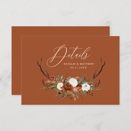 Stag terracotta botanical elegant bruiloft save the date (Voorkant / Achterkant)