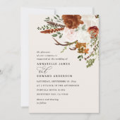 Stag terracotta floral rustic elegant modern kaart (Voorkant)