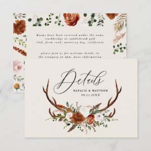 Stag terracotta roest florale elegant bruiloft save the date