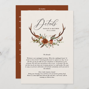 Stag terracotta roest florale elegant bruiloft save the date