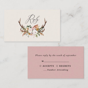 Stag terracotta roze florale elegant trouwbudget informatiekaartje