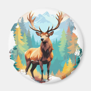 Stag Vector Art Animal in de majestueuze Natuur Wi Magneet