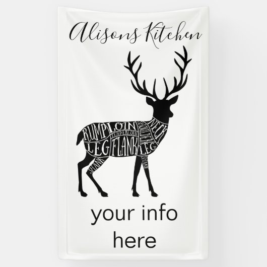 stag venison hert elk jekker slagerij vleessap spandoek (Verticaal)