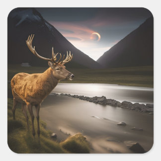 Stag Vierkante Sticker