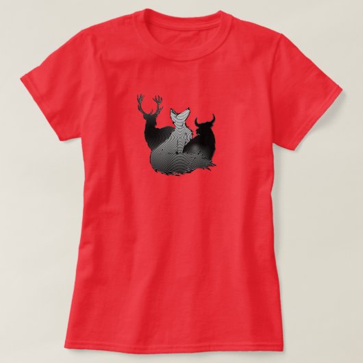 Stag Vixen & Bull hypnotisch ontwerp T-shirt (Design voorkant)