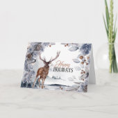 Stag winter dennenbos landschap waterverf kaart (Voorkant)