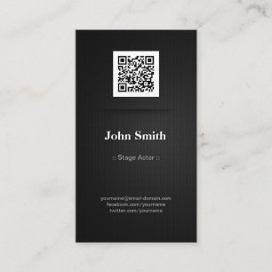 Stage Actor - Elegant Black QR-code Visitekaartje