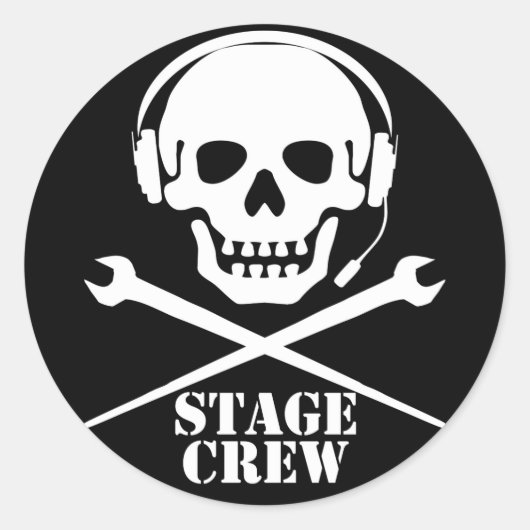 Stage Crew (Schedel en Crosspodgers Sticker) Ronde Sticker (Voorkant)