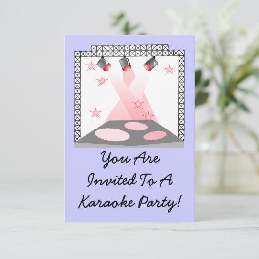 Stage Lights Uitnodiging Karaoke Broadway Theater (Staand voorkant)