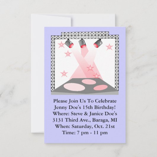 Stage Lights Uitnodiging Karaoke Broadway Theater (Achterkant)