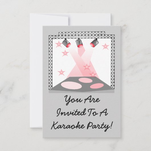Stage Lights Uitnodiging Karaoke Pink Grey Theater (Voorkant)