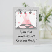 Stage Lights Uitnodiging Karaoke Pink Grey Theater (Staand voorkant)