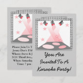 Stage Lights Uitnodiging Karaoke Pink Grey Theater (Voorkant / Achterkant)