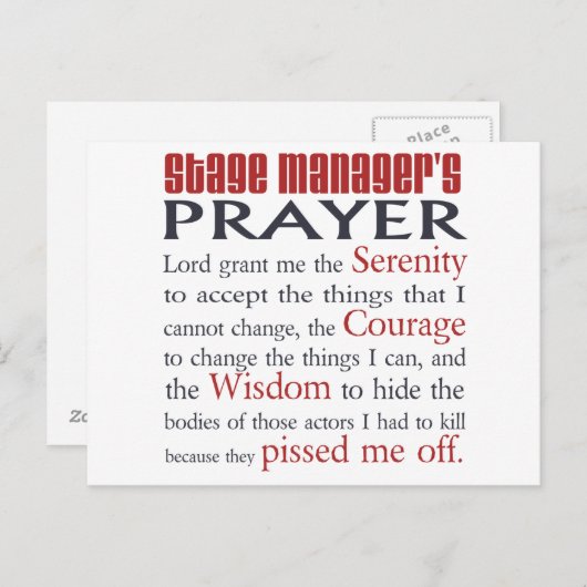 Stage Manager Briefkaart (Voorkant / Achterkant)