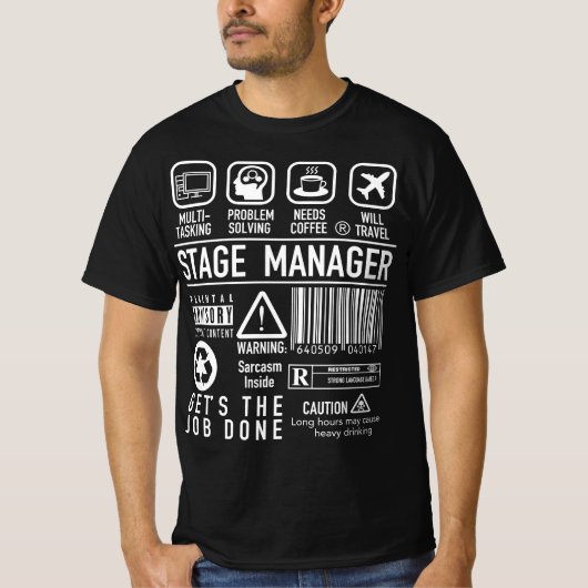Stage Manager Definitie taakbeschrijvingssymbolen T-shirt (Voorkant)