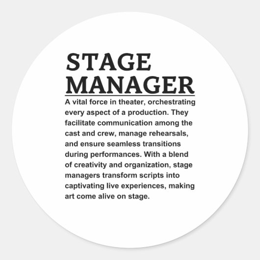 Stage Manager Ronde Sticker (Voorkant)